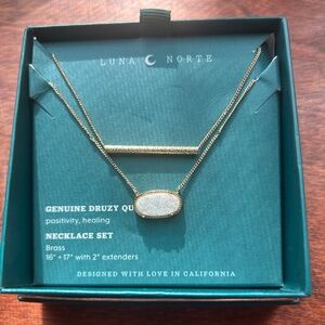 Luna Norte Druzy Quartz Necklace Set